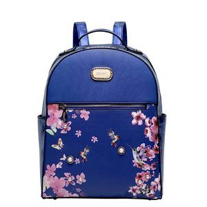 Blossom Symphony Women's Backpack - Elegant Floral and Hummingbird Design🌻